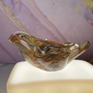 Multicolored Paperweight Glass Bird